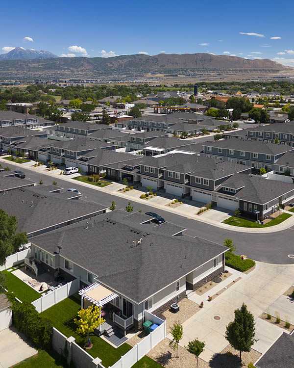 An aerial view of a residential community in USA