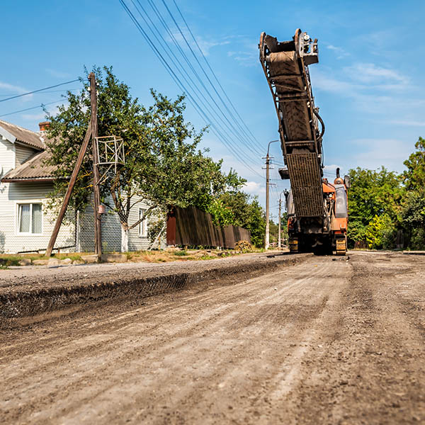 Cold milling machines are used for the quick, highly efficient removal of asphalt and concrete pavements. Removing and grinding the road surface, road construction and road rehabilitation. Industrial theme