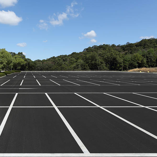 Vacant car parking lot, parking lane outdoor in public park